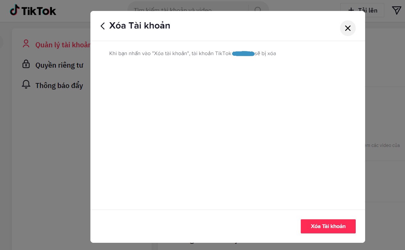 Cách xoá tài khoản TikTok